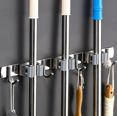 Organisateur de support mural pour vadrouille et balai en acier inoxydable de 60 cm