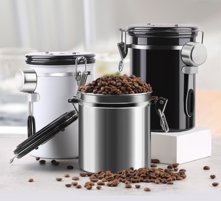 boîte métallique essentielle de Tools Coffee Airtight de barman de l'acier inoxydable 500g avec la valve et la cuillère de CO2