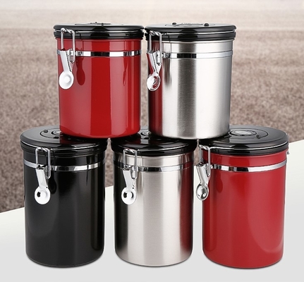 boîte métallique essentielle de Tools Coffee Airtight de barman de l'acier inoxydable 500g avec la valve et la cuillère de CO2