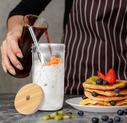 tasses larges réutilisables de verres à boire de pot de Mason Mouth Smoothie Cups Mason de tasses de thé de la bulle 500ml