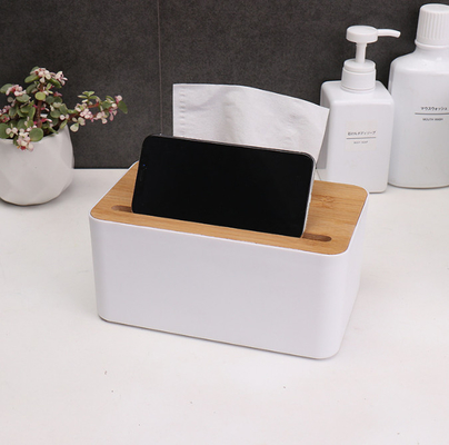 Distributeur en bois en bambou rectangulaire de support de boîte de tissu