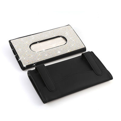 Support en cuir de serviette de boîte de tissu de pare-soleil de voiture d'unité centrale de diamant pour la voiture