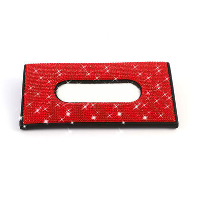 Support en cuir de serviette de boîte de tissu de pare-soleil de voiture d'unité centrale de diamant pour la voiture