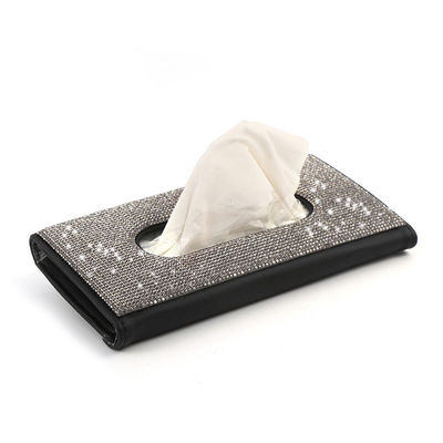 Support en cuir de serviette de boîte de tissu de pare-soleil de voiture d'unité centrale de diamant pour la voiture