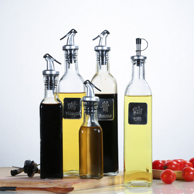 service à condiments au vinaigre d'Olive Oil Dispenser Bottles Clear en verre de 250ml 500ml avec de l'huile de Pourers