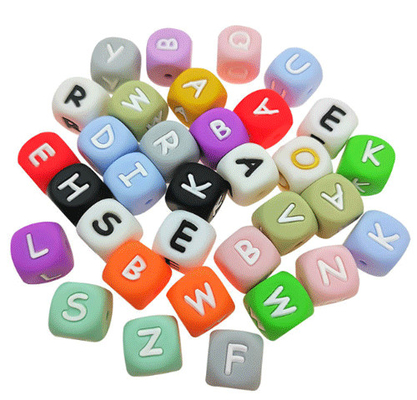 Perles libres non toxiques d'alphabet de silicone des jouets BPA de personne remuante de détente de mastication de bébé de 12MM