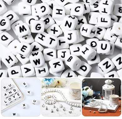 Perles libres non toxiques d'alphabet de silicone des jouets BPA de personne remuante de détente de mastication de bébé de 12MM