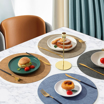 Tapis en cuir de Tableau de dîner de tapis d'endroit d'isolation de rond antidérapant résistant à la chaleur