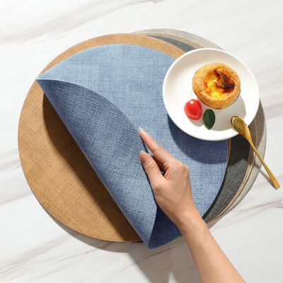 Tapis en cuir de Tableau de dîner de tapis d'endroit d'isolation de rond antidérapant résistant à la chaleur