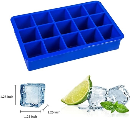 Glaçon de silicone de trous du rectangle 15 Tray Easy Release Ice Cube Tray Kitchen Tools