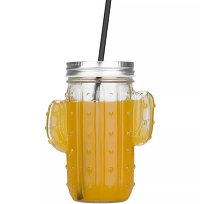 Été en verre Juice Cup With Straw 400ml de tasse de l'eau de cactus de ménage