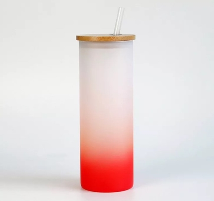 bouteille d'eau givrée faite sur commande de gradient de tasses de boissons de la sublimation 18oz avec le couvercle en bambou