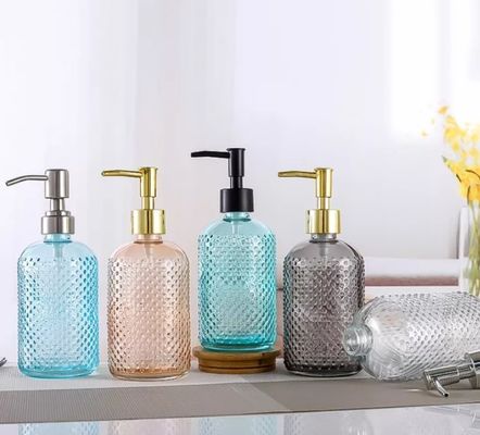 Bouteille en verre de salle de bains de shampooing d'aseptisant des articles de ménage 400ml avec la pompe de distributeur
