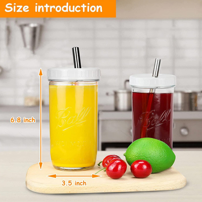 Tasses réutilisables de Smoothie de bouche de thé large en verre avec la paille 16oz 24oz
