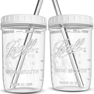 Tasses réutilisables de Smoothie de bouche de thé large en verre avec la paille 16oz 24oz