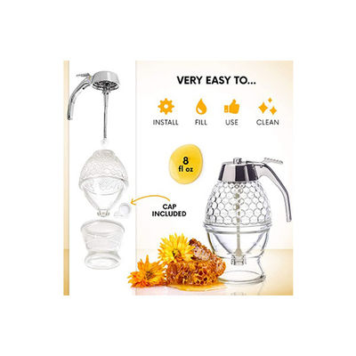 Compagnon acrylique transparent de petit pain du pot à miel 200ml de distributeur libre de miel d'égouttement