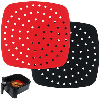Tapis carrés de revêtement de friteuse d'air d'air de friteuse de revêtements de silicone antiadhésif réutilisable de 8,5 pouces