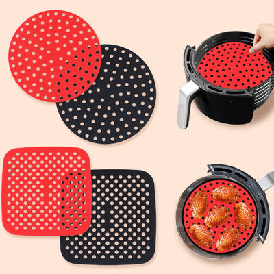 Tapis carrés de revêtement de friteuse d'air d'air de friteuse de revêtements de silicone antiadhésif réutilisable de 8,5 pouces