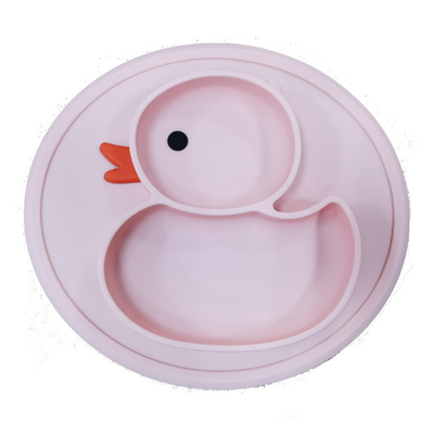 Glissez non les plats jaunes de Duck Silicone Divided Plate Toddler