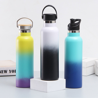 bouteille d'eau faite sur commande de tasses de boissons d'acier inoxydable de mur du double 600ml avec le couvercle