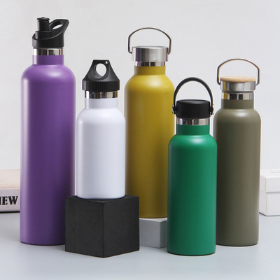 bouteille d'eau faite sur commande de tasses de boissons d'acier inoxydable de mur du double 600ml avec le couvercle