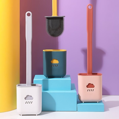 Brosse en plastique de toilette de silicone de produits d'articles de ménage multi mignons de couleur avec le support
