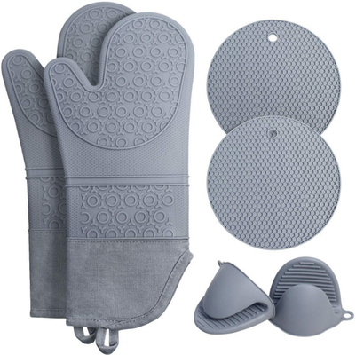 Silicone résistant à la chaleur Oven Mitts Pot Holders Sets pour la cuisson