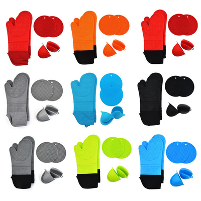 Silicone résistant à la chaleur Oven Mitts Pot Holders Sets pour la cuisson