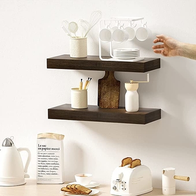 Rebords en bois fixés au mur de flottement d'étagères pour la cuisine de salle de bains de salon de chambre à coucher