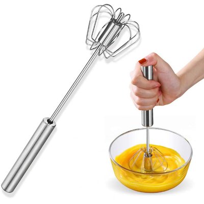 Acier inoxydable tournant l'outil semi automatique de cuisine de batteur d'oeufs