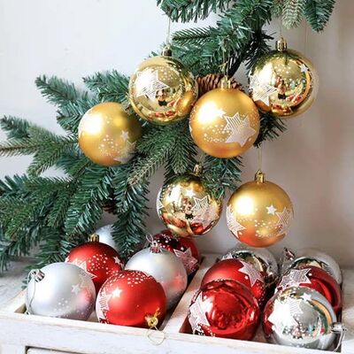 Argent rouge peint en plastique d'or de la boule 6cm 8cm d'ornements de Noël de Halloween