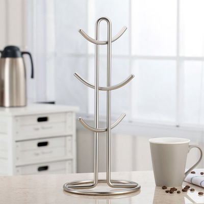 Un support plus sec de support d'arbre de tasse de café d'acier inoxydable d'OEM avec 6 crochets