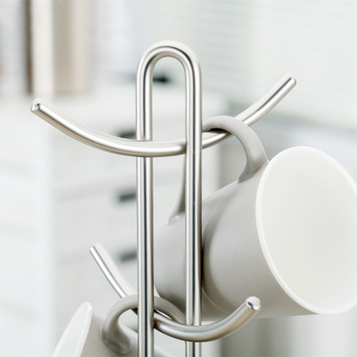 Un support plus sec de support d'arbre de tasse de café d'acier inoxydable d'OEM avec 6 crochets
