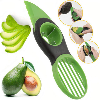 Articles de ménage 3 d'acier inoxydable de cuisine dans 1 outil de vert de trancheuse d'avocat
