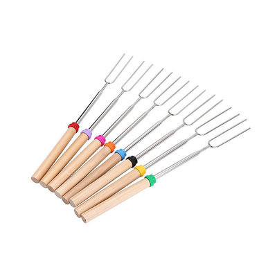 Bâtons extérieurs de torréfaction de guimauve de brochettes d'acier inoxydable de BARBECUE avec la poignée en bois