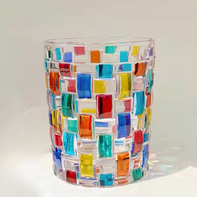 Mosaïque colorée Crystal Glass Cup Mug de style d'Institut central des statistiques pour le whiskey 270ml d'expresso