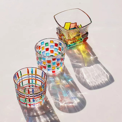 Mosaïque colorée Crystal Glass Cup Mug de style d'Institut central des statistiques pour le whiskey 270ml d'expresso