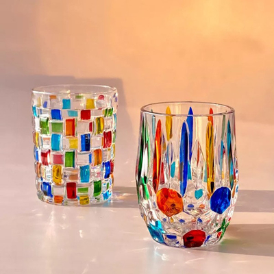 Mosaïque colorée Crystal Glass Cup Mug de style d'Institut central des statistiques pour le whiskey 270ml d'expresso