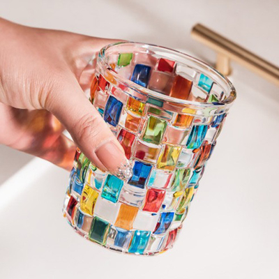 Mosaïque colorée Crystal Glass Cup Mug de style d'Institut central des statistiques pour le whiskey 270ml d'expresso