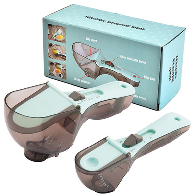 Tasses et cuillères de mesure réglables en plastique mesurant la cuillère à café de cuillerée à soupe