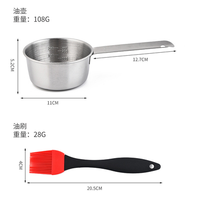 Silicone de casserole de pot de sauce barbecue à acier inoxydable arrosant la brosse de lecture