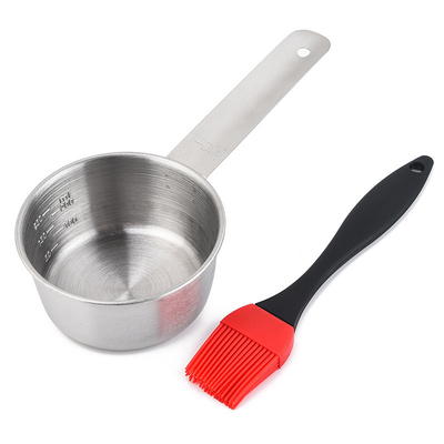 Silicone de casserole de pot de sauce barbecue à acier inoxydable arrosant la brosse de lecture