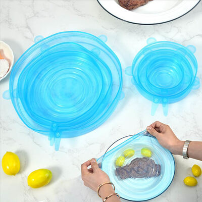 Étendue réutilisable de la cuisine 6pcs autour d'ensemble de couverture de stockage de nourriture de couvercles d'étendue de silicone