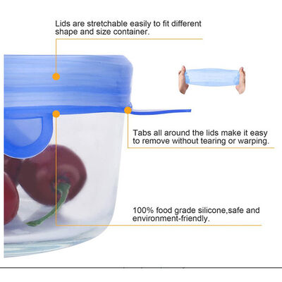 Étendue réutilisable de la cuisine 6pcs autour d'ensemble de couverture de stockage de nourriture de couvercles d'étendue de silicone