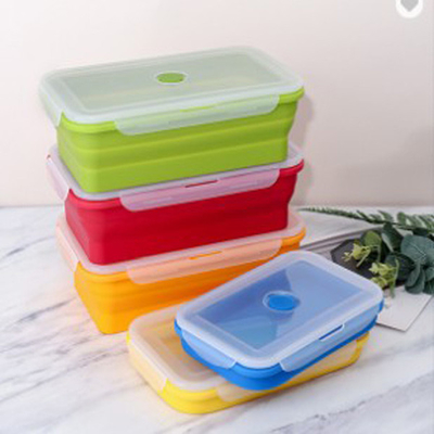 Gamelle multi Bento Box Set Microwavable de compartiment de pliage de silicagel 4 morceaux