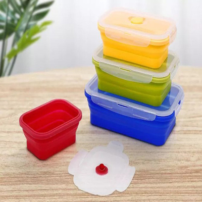 Gamelle multi Bento Box Set Microwavable de compartiment de pliage de silicagel 4 morceaux
