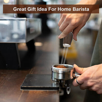 Outil en bois naturel de distributeur d'aiguille d'expresso de poignée avec le support en bois