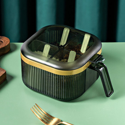 Récipients d'entreposage en plastique intégrés clairs d'épice de cuisine 4-In-1 multifonctionnels