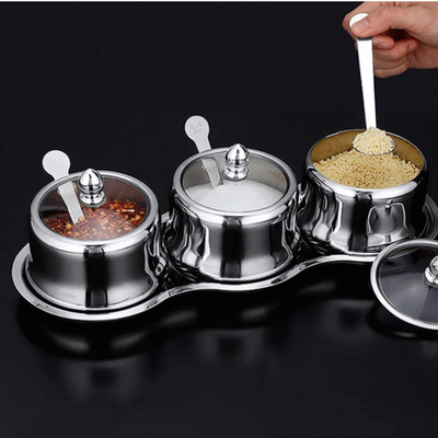 Ensemble de assaisonnement de boîtes métalliques de pots d'épice d'acier inoxydable de condiment