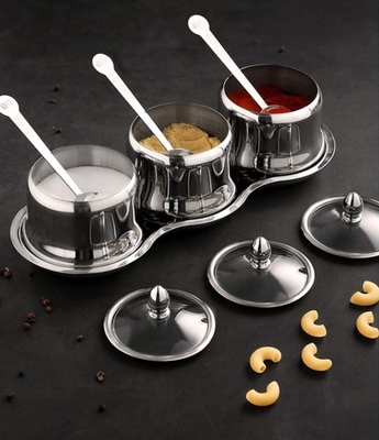 Ensemble de assaisonnement de boîtes métalliques de pots d'épice d'acier inoxydable de condiment